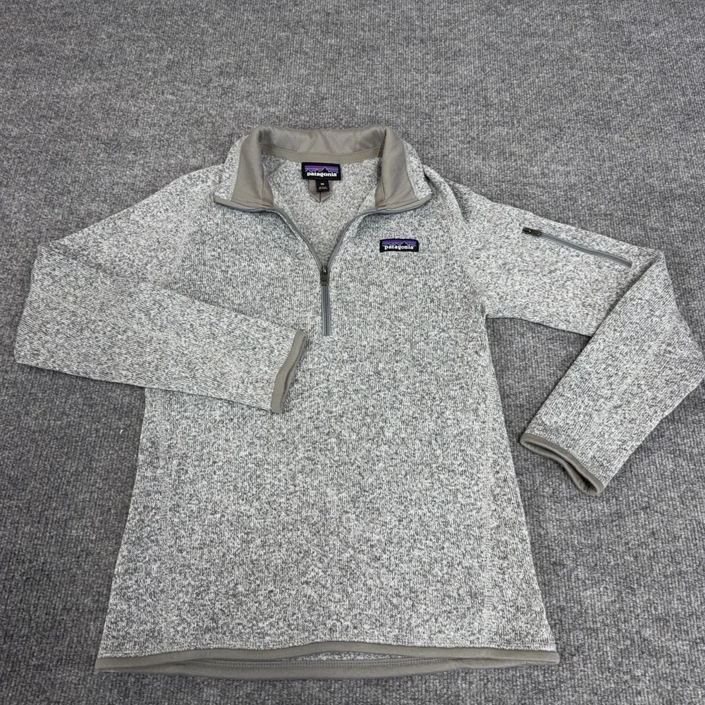 Patagonia Jacket‎ Womens XS Gray Better Sweater Fleece 1/4 Zip Pullover Logo